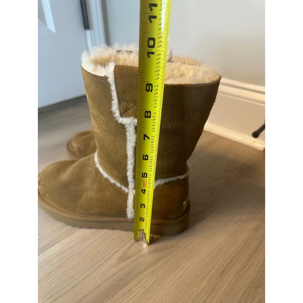 UGG Classic Suede Shearling Mid Calf Boots Chestnut Brown 1098078 Womens 7